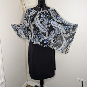 Connected Apparel Black Dress With Sheer Shoulder Cover